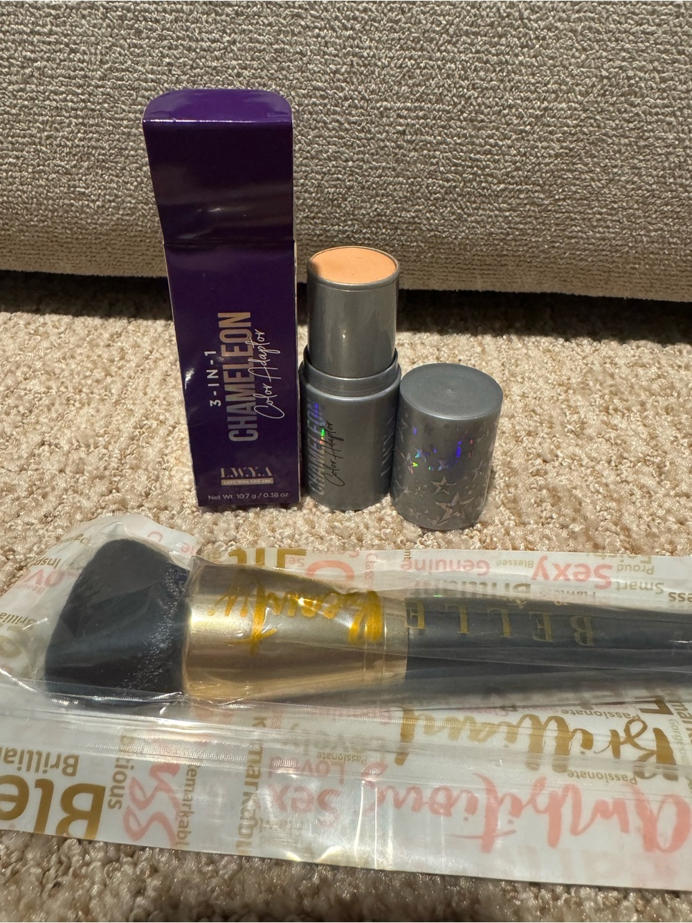 3-in-1 Chameleon Cream Highlighter Stick & Belle Powder Brush